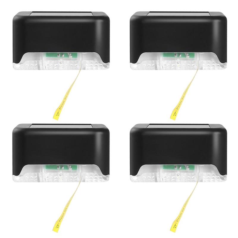 4Stck Solar- Deck Lichter Treppen Zaun LED Lampe Außen Weg Terrasse IP65 Wasserdicht Warmweiß Helle dauerhaft draussen Beleuchtung: Schwarz 4Stck / Weiß hell