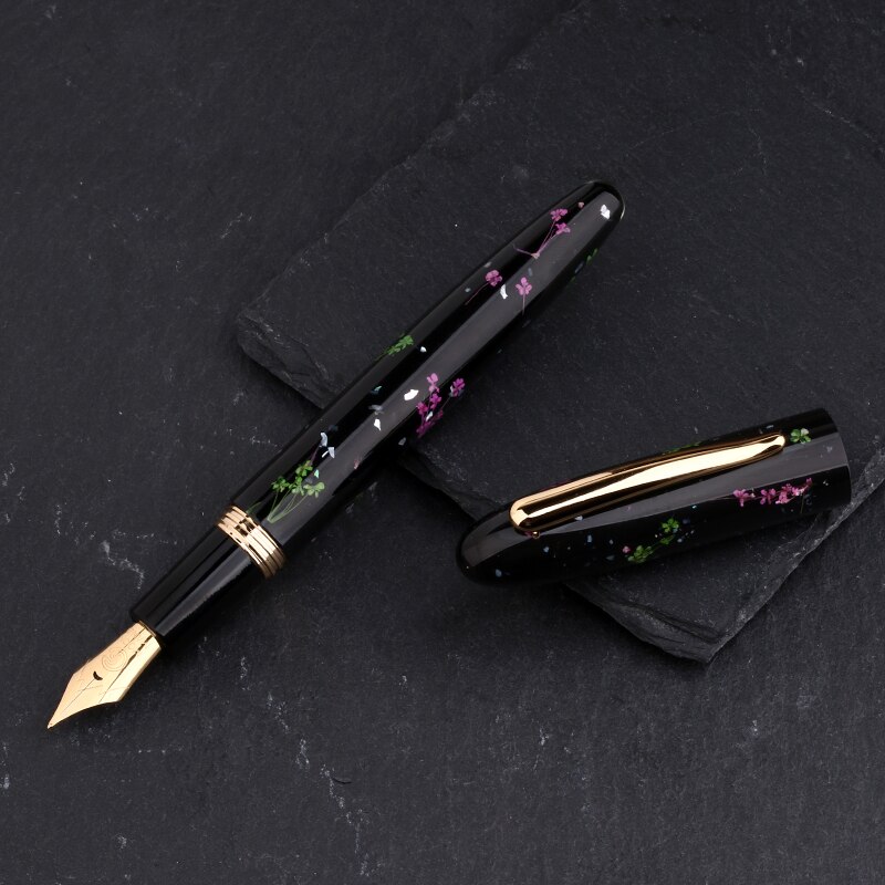 Moonman  m8 håndlavet resin fyldepen smuk metalfolie/muslingeskalsmønstre ef/f/m/bøjet med konverterskrift: Lyserød blomst muslingeskal / Ef 0.38