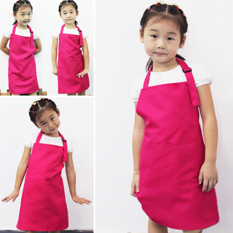 Newest Arrivals faroot Children Kids Plain Apron Kitchen Cooking Baking Painting Cooking Art Bib Apron