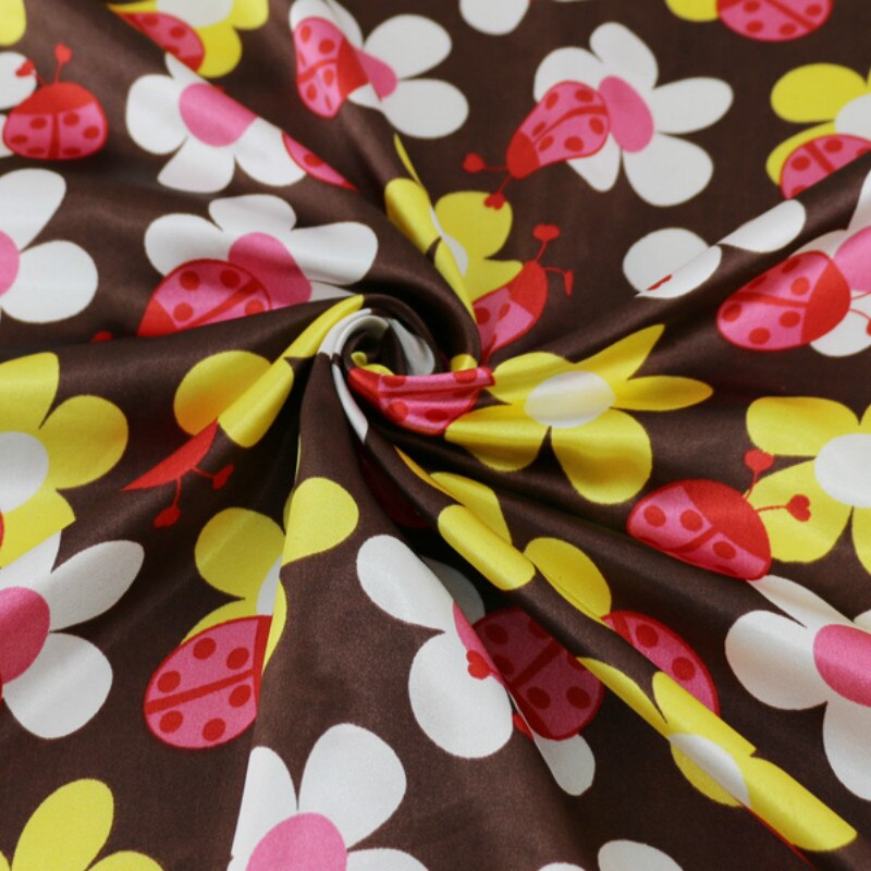 Carton Sunflower Satin Children Pattern Craft Satin Cosplay Fabric Charmeuse