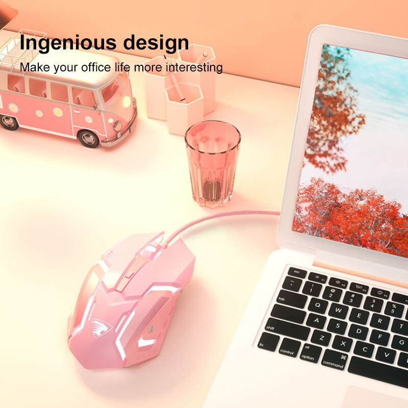 Drut pod mysz do gier cichy mysz ergonomiczna 4 klawisze podświetlany Mini magiczna mysz dla Laptop komputer dla graczy cicha mysz prezent dla dziewczyny