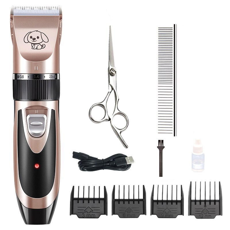 Hond Clipper Professionele Elektrische Pet Hair Trimmer Voor Honden Katten Grooming Elektrische Scheerapparaat Set Kat Haar Snijden Remover Machine: Rose gold set-D