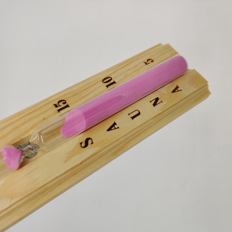 AAAK -15 Minutes Wooden Sauna Sand Timer Wall-Mounted Rotating Hourglass Room Glass Clock with Pink Sands