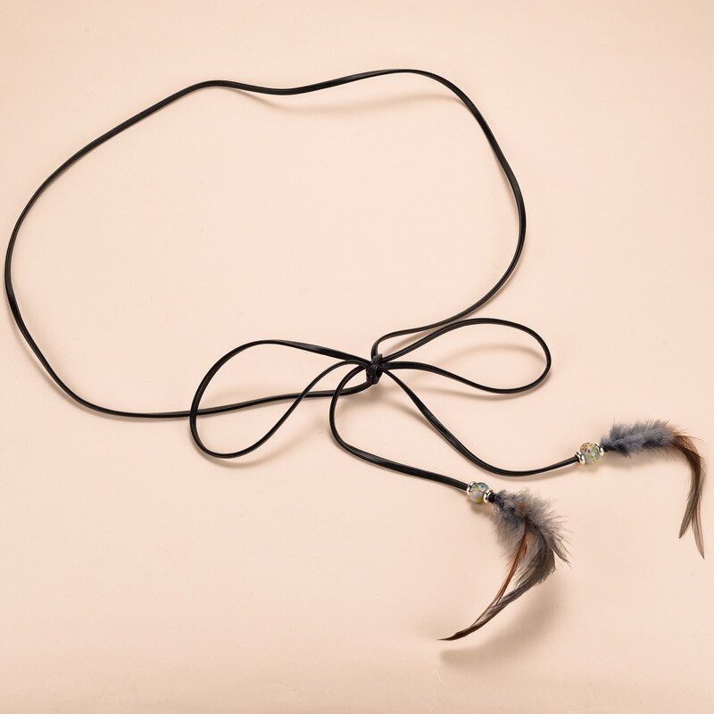 Adornos de plumas de pavo real trenzadas de plumas de la cintura de la cadena de la cintura de la correa de la cadena de la cintura de las mujeres vestidos accesorios calientes