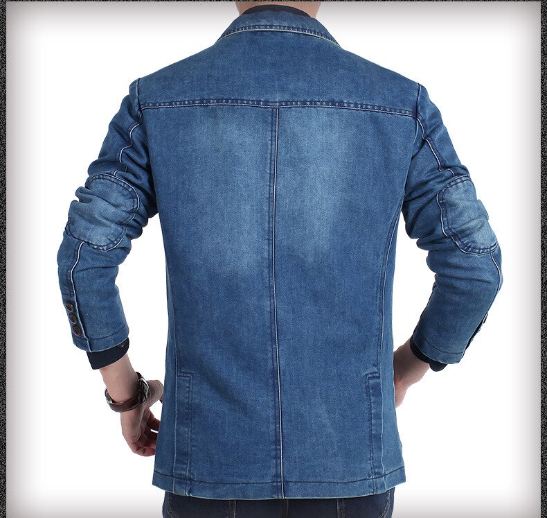 Mens Denim Blazer Jackets Slim Fit Male Clothing Plus Size M-4XL Autumn Winter Jeans Blazer Men Cotton Denim Smart