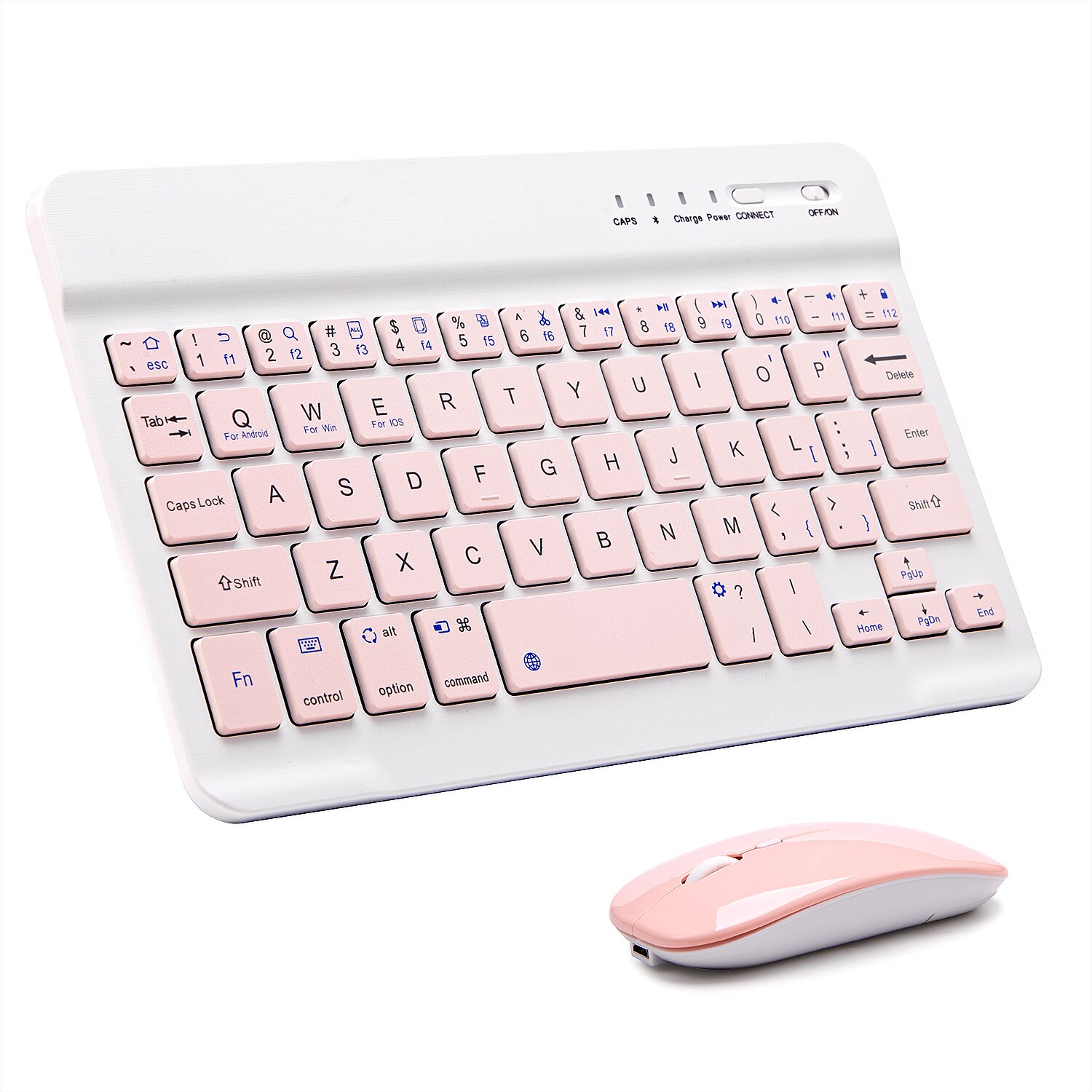 Pink Wireless Bluetooth Keyboard and Mouse Mini Spainish Keyboard Bluetooth Keyboard for Tablet IOS Android IPhone Ipad Keyboard: 7in-pink-Set
