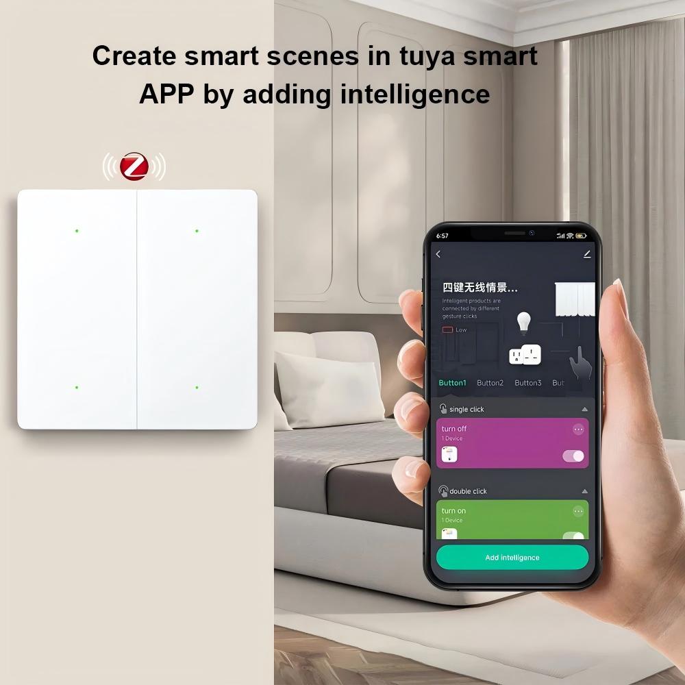 Interruttore di scena Smart ZigBee Interruttore di scena a 4 gang 12 Pulsante Controller Smart Life Funziona con 2MQTT e gateway ZigBee