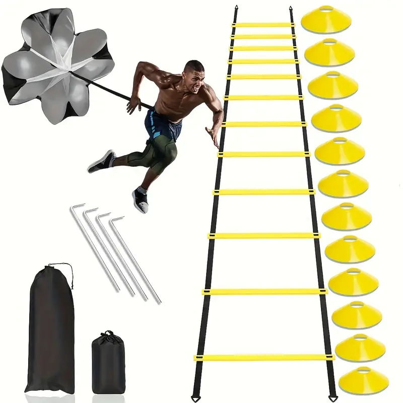 1 zestaw piłkarski sprzęt treningowy do piłki nożnej Fitness odporny na spadochron spadochronowy: YELLOW