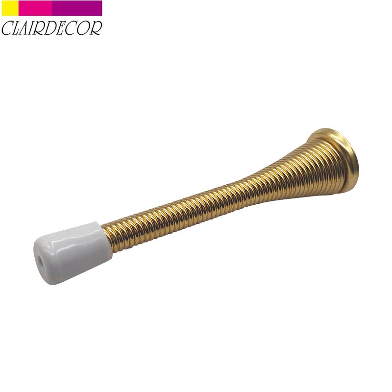 Spring Door Stopper Door Stop Protect Doors &amp; Wall Household Door Stop: Bright Brass 4 in