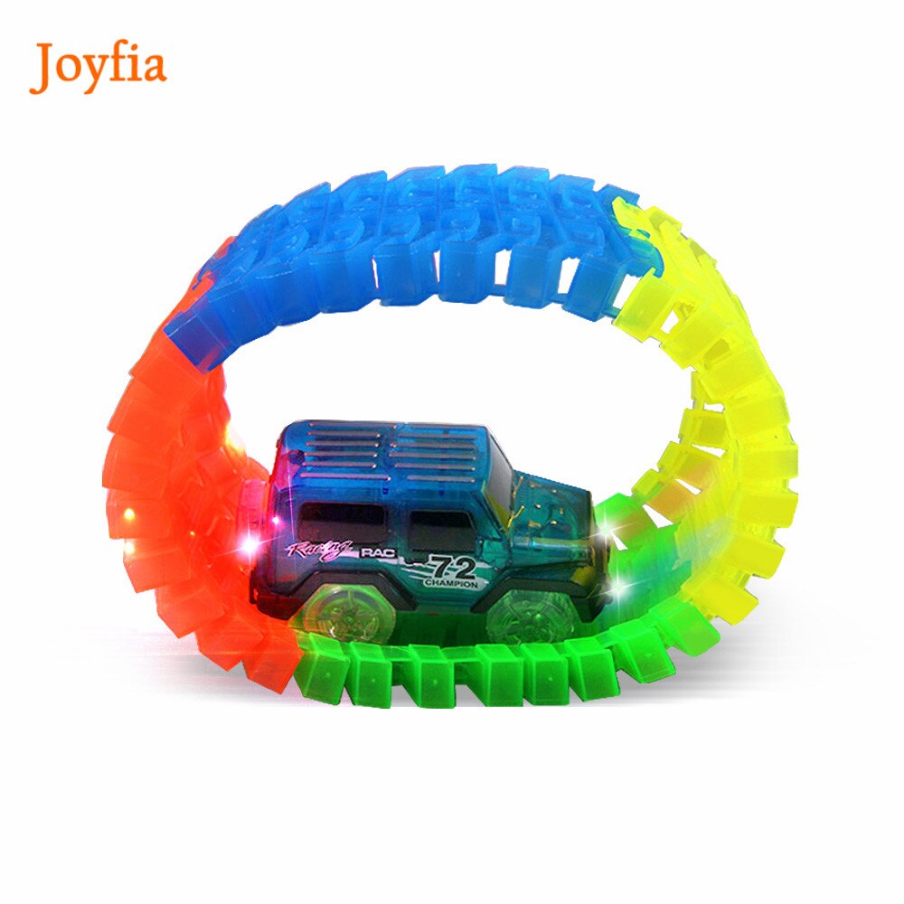 DIY Magical Glowing Racing Track Set with LED Car Flexible Racing Tracks Railway Educational Car Toys for Boys Children >