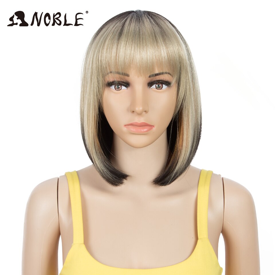 Noble Cosplay Synthetische Lace Front Pruik Korte Bob Straight 12 "Groene Pruik Synthetische Pruik Blonde Pruiken Voor Zwarte Vrouwen cosplay Pruik: DYMLT4-145E-613F