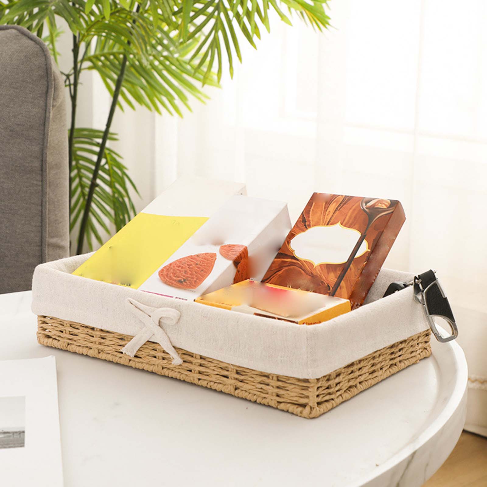 Gevlochten Manden Decoratieve Mand Rechthoekige Organizer Container Papieren Touw
