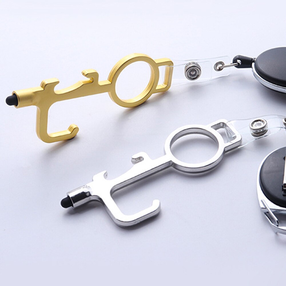 Touch Screen Buttons Edc Door Opener Hygiene Hand Antimicrobial Contactless Press Elevator Tool Portable Door Opener Keychain