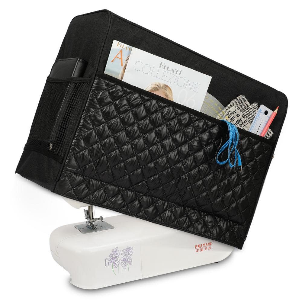 KOKNIT Large Capacity Sewing Machine Dust Cover with Storage Pockets Portable Storage Bag Sewing Machine Bags For Women Mom: Black Color