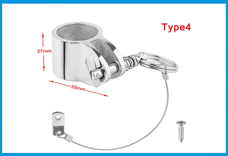 Pince à glissière à mâchoire en acier inoxydable 316, avec goupille de dégagement rapide, 1 pouce 25mm, matériel de raccord coulissant à charnière supérieure pour bateau marin: Type 4