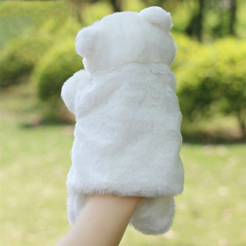 Adorable ours en peluche, marionnette à gant, amis du zoo, animaux, marionnettes à main, marionnettes éducatives, poupées (marron, blanc et noir)