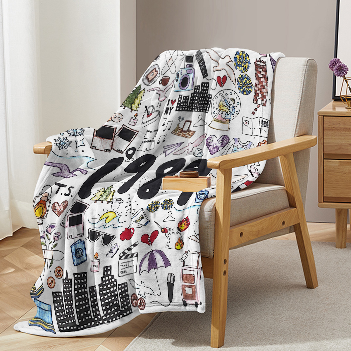 Couverture à jeter pour fille, lunettes de soleil chaudes en peluche, couvertures d'avion en papier pour enfants, adultes et adolescents pour canapé, canapé et lit: 150x200cm / Black