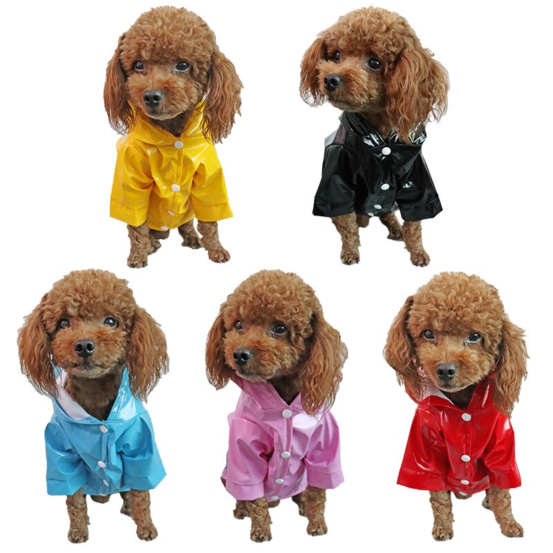 Dog PU Raincoat Outdoor Puppy Pet Rain Coat Waterproof Jackets Overall For Small Dogs Cats Pets Yorkies Chihuahua Teddy Clothes
