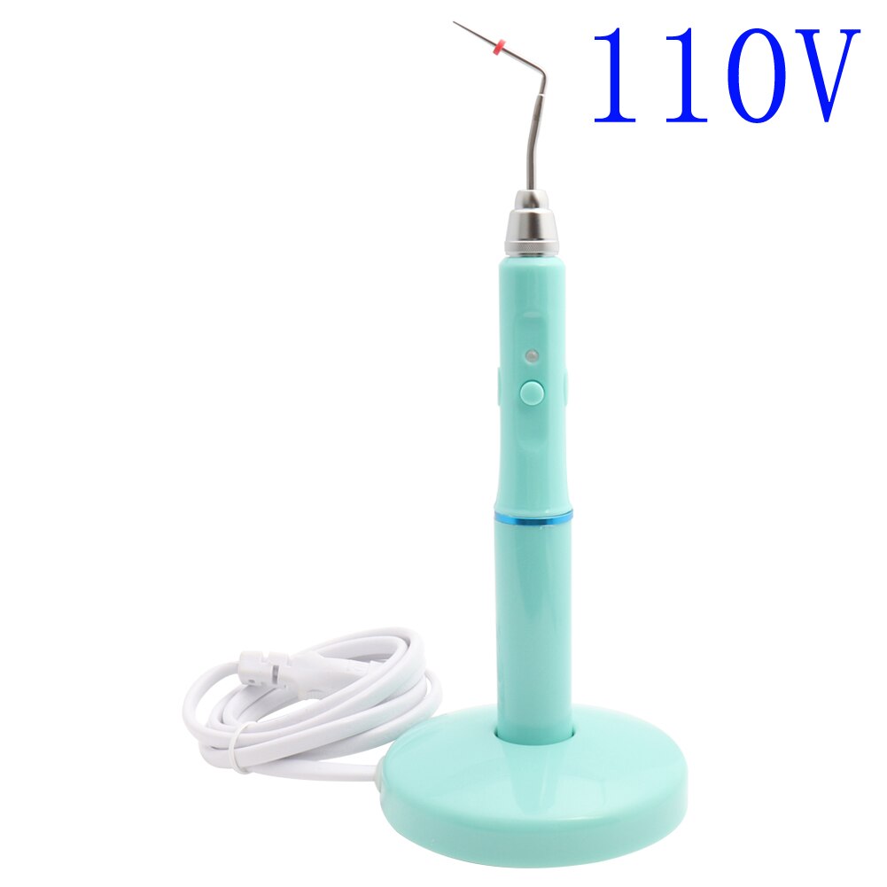 Dental Cordless Draadloze Guttapercha Obturation Systeem Endo Verwarmde Pen 2Tips Groen Wit 110V 220V: Green 110V