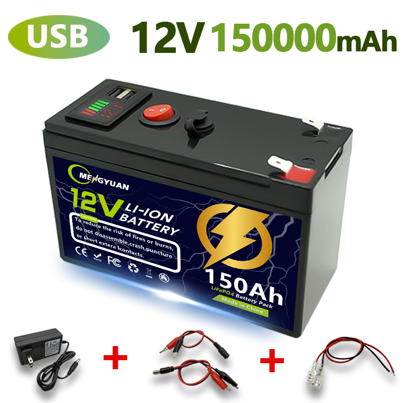 12V 150Ah LiFeP04 Batterie Deep Cycle Lithiumbatterie 30A BMS 6000+ Zyklen Perfekt für Solar-Fischfinder Power Wheel Boat Home RV