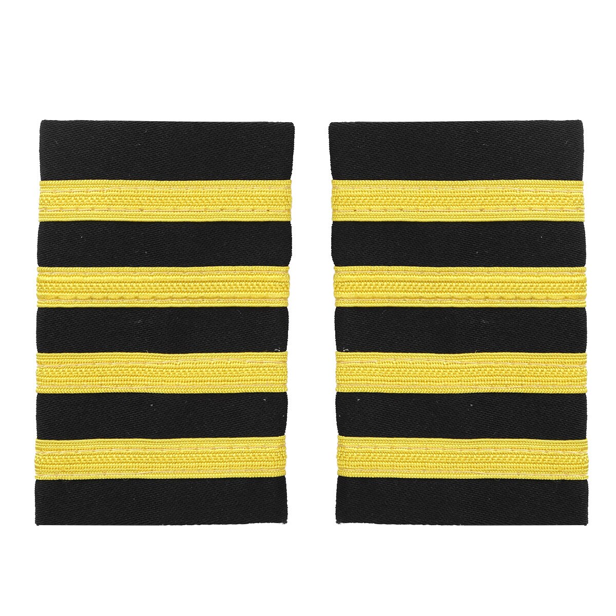 1 paar Pilot Kapitän Gold Streifen Bar Epauletten Einheitliche Professionelle Dekoration Schulter Bretter Epaulette DIY Abzeichen für Kleidung: Gold Schwarz vier