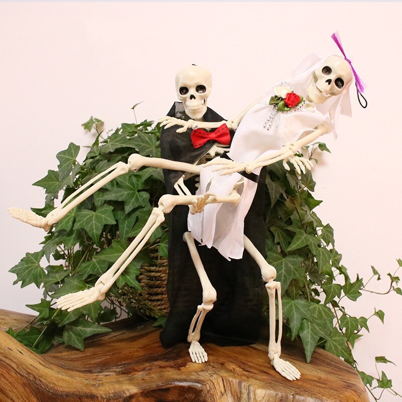 40cm Halloween Skeleton Plastic Human Skeleton Anatomical Model Skeleton for Halloween Party Haunted House Decoration Props Toys: couple 40x10cm