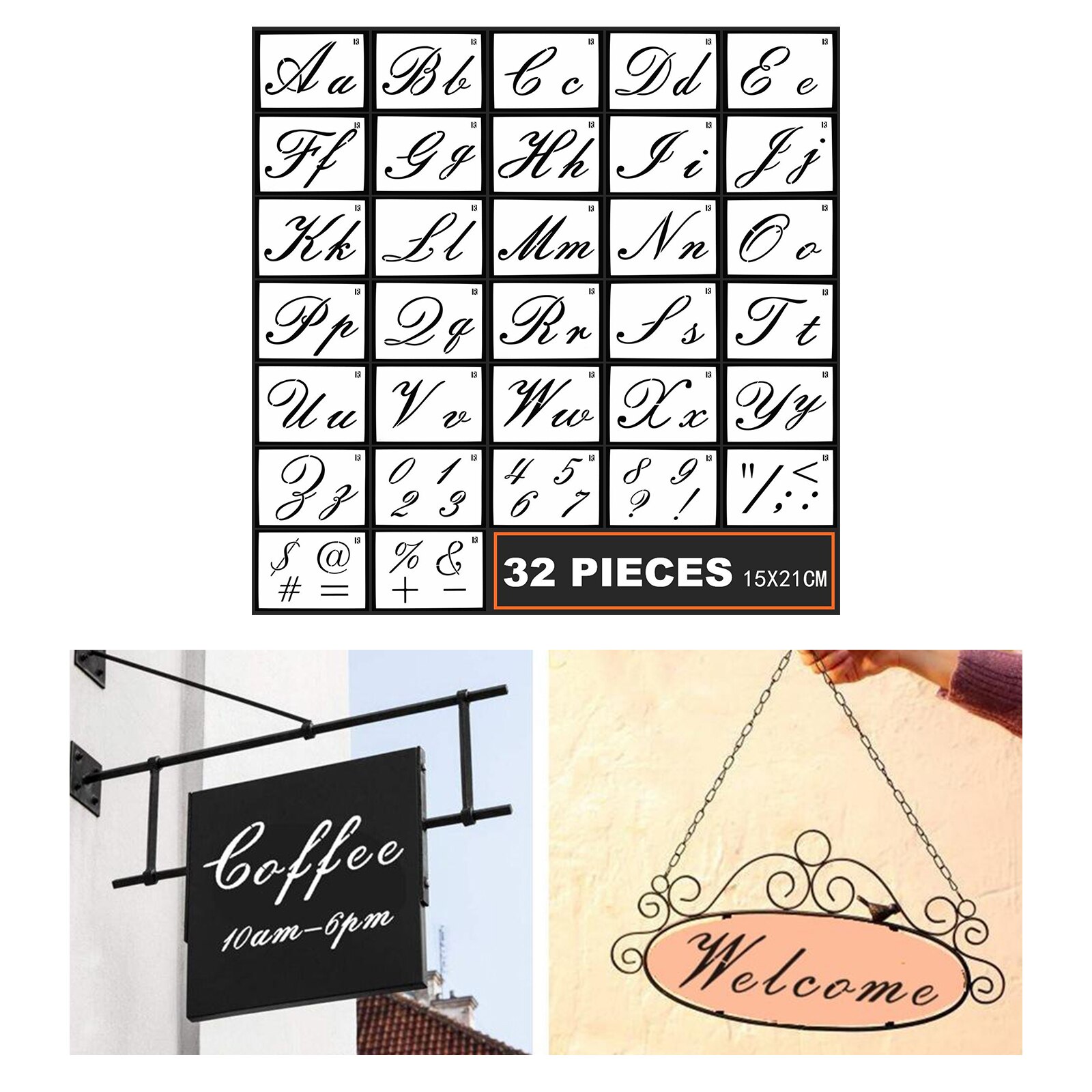 32 Styles Letter Stencils for Painting on Wood Alphabet Stencils Letter Stencils Reusable Font Templates for Home Craft Decor