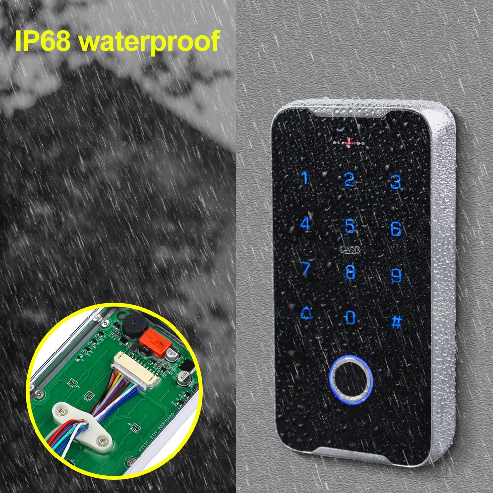 Mobile Phone NFC Access Control Keypad RFID Keyboard Access Controller System Fingerprint IP68 Waterproof 13.56MHz Card Reader