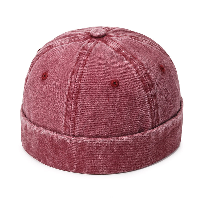 Bonnet sans bord unisexe en coton respirant pour hommes et femmes, casquette réglable, chapeaux hip hop rétro, chapeau streetwear unisexe, printemps et automne: Bourgogne