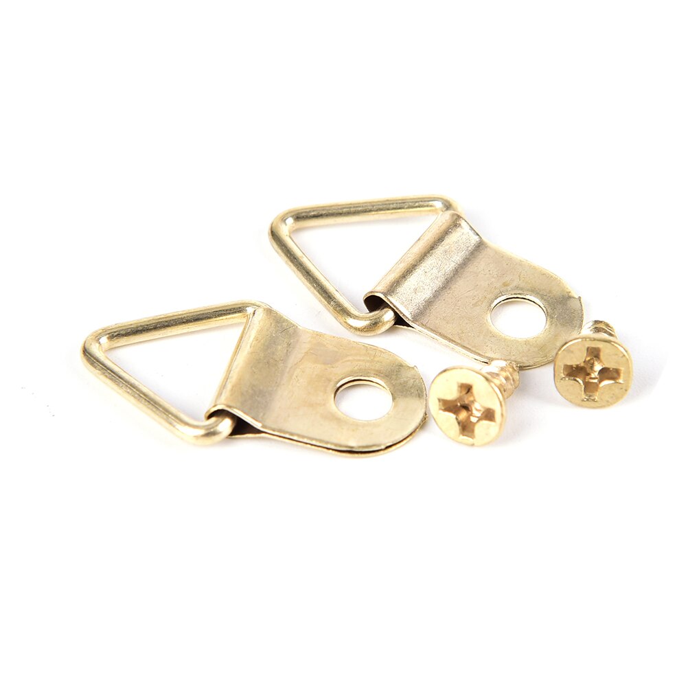 100 stuks gouden messing driehoekige fotolijst muurbevestiging haak ring ijzeren fotohangers