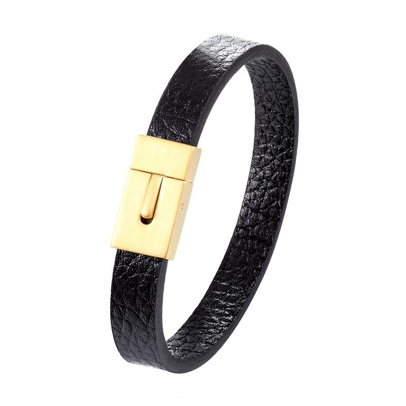 Simple Men Leather Bracelet Stainless Steel Accessories Personality Leather Bracelet For Men Jewelry: 2