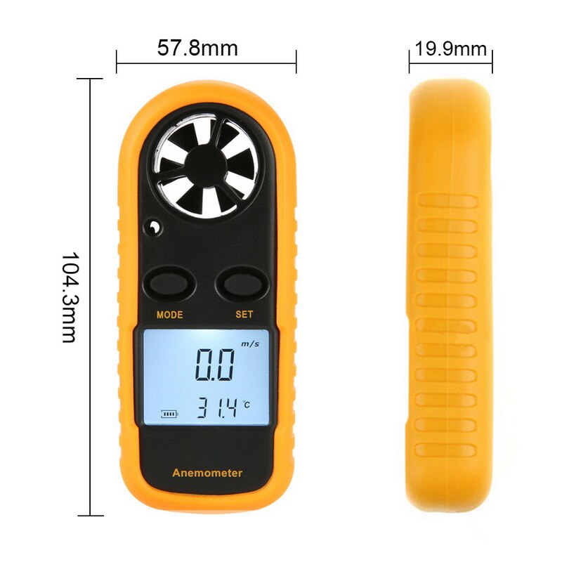 1 stuks digitale anemometer handthermometer anemometer windsnelheidsmeter voor het meten van windsnelheid en temperatuur