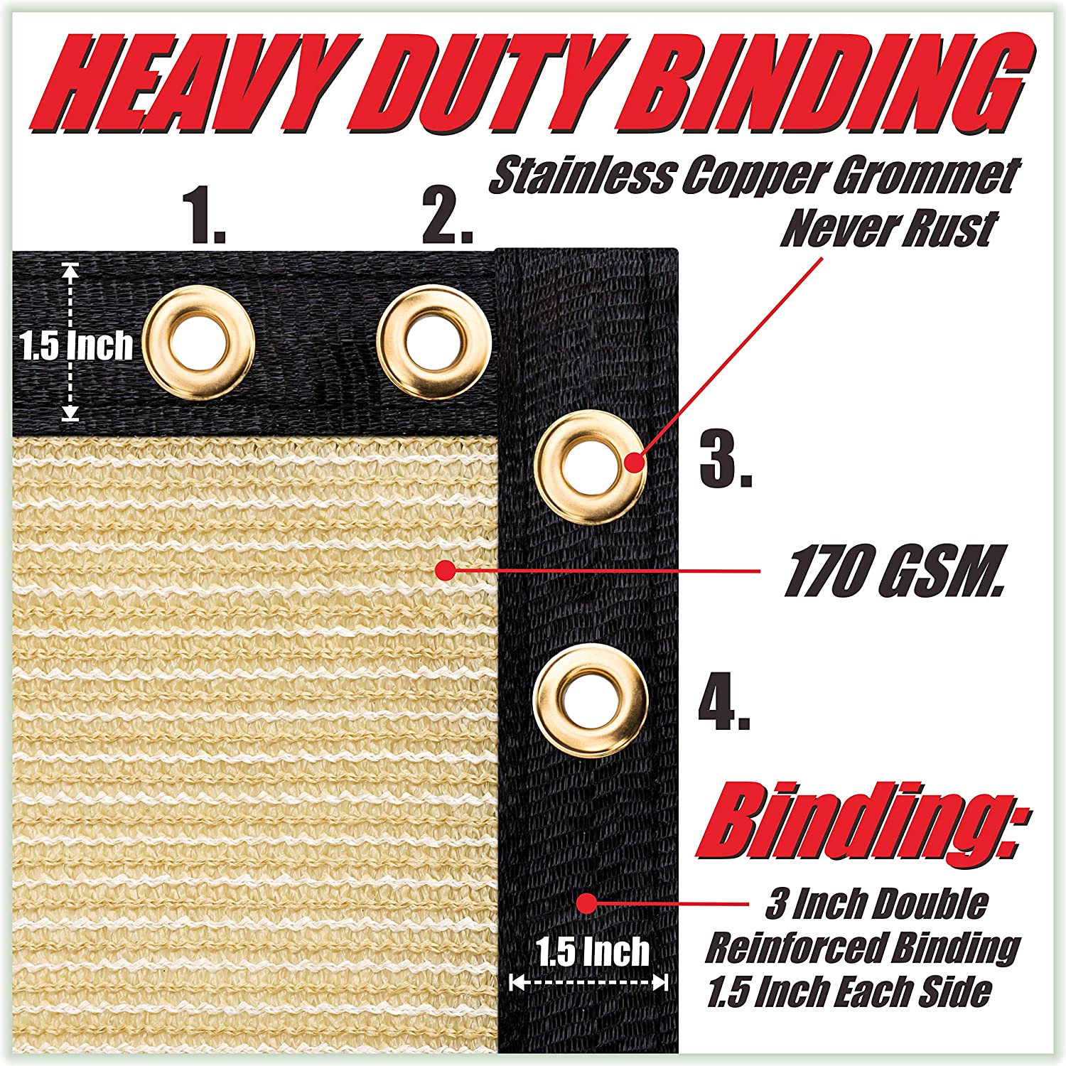 2X2M, 2X5M Beige Balkon Screen Privacy Hek Cover Bescherming Mesh Shading Zeildoek Mesh Doek