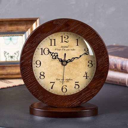 LIVING ROOM EUROPEAN WOOD TABLE CLOCK HOME DECORATION MUTE MODERN LIVING ROOM BEDROOM DESK CLOCK OFFICE DESKTOP CLOCK: A