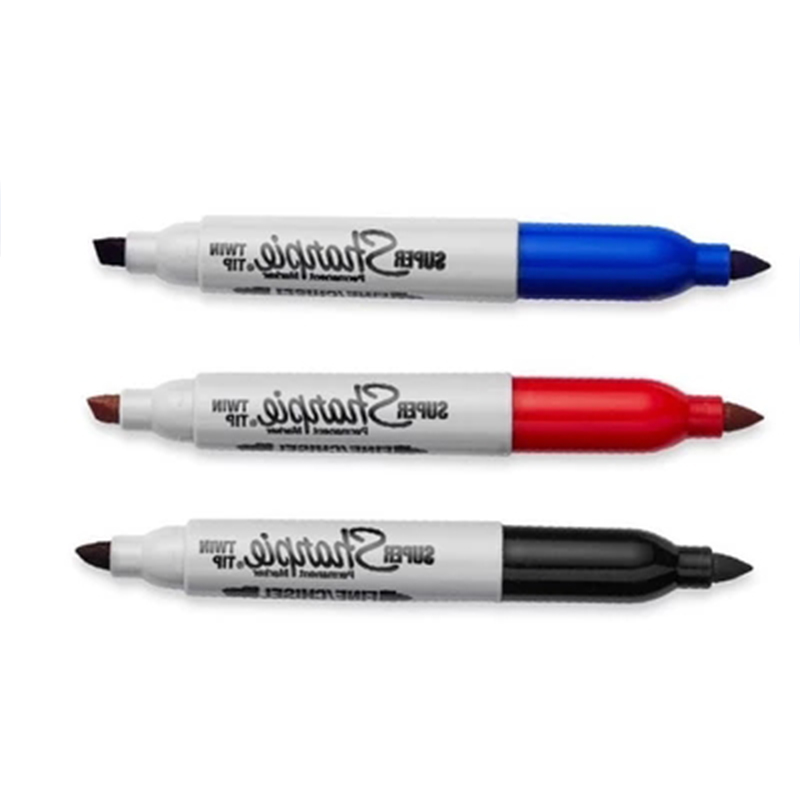 3/4pcs Sharpie Dust-free Marker Double-headed Marker Double-headed Three-point Marker Stationery Permanent Marker Graffiti