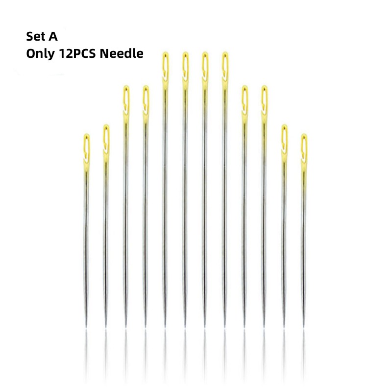 12/36 Uds agujas de coser apertura lateral de varios tamaños de acero inoxidable zurcir costura herramientas manuales para el hogar herramientas y accesorios de costura: Gris claro