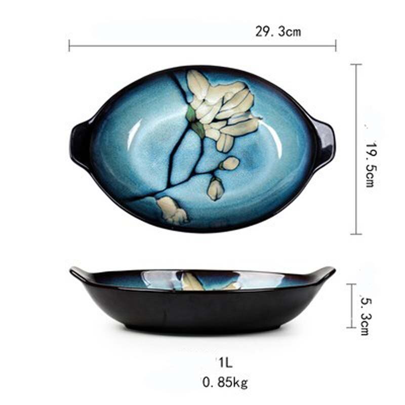 FANCITY Magnolia kiln glaze series ceramic dinner plate hand-painted rice bowl, noodle bowl, square plate, deep dish, flat dish