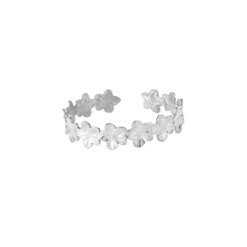 Bracelet manchette Vintage à fleurs pour femmes, couleur or, en acier inoxydable, moulage esthétique, bijoux de poignet pour Couple: Plaqué Rhodium