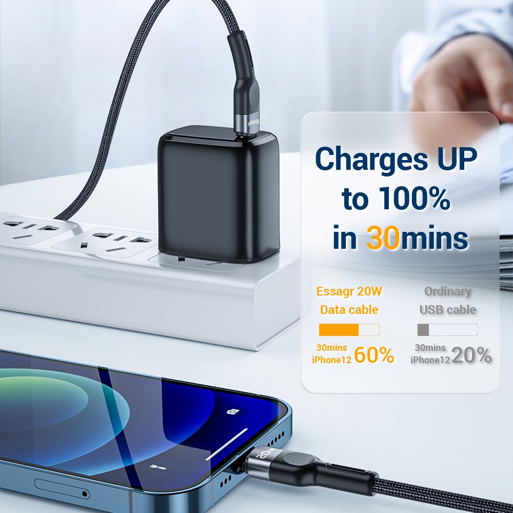 Essager USB C Kabel Für iPhone 12 11 Profi Max Xs PD 20W Schnelle Ladung USB Typ C Für iPhone iPad Ladegerät Daten Kabel Draht Kabel 2M