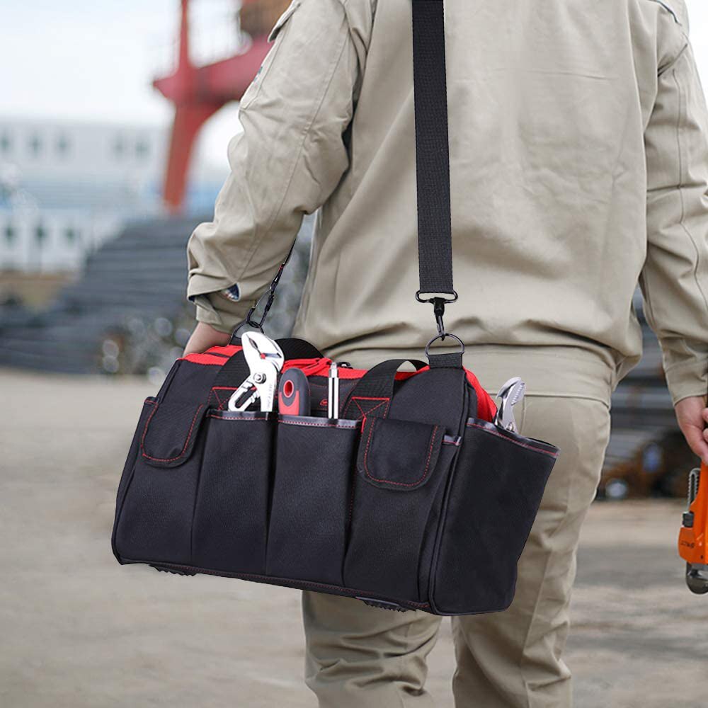 METERK Tool Bag 16-inch Tool Storage Kit 7 Pockets Electrical Kit with Adjustable Shoulder Strap