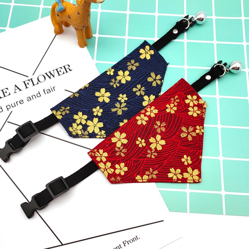 Japanese Adjustable Small Dog Collars Puppy Cute Pet Slobber Towel Outdoor Cat Collar Print Scarf Dog Collar Neckerchief