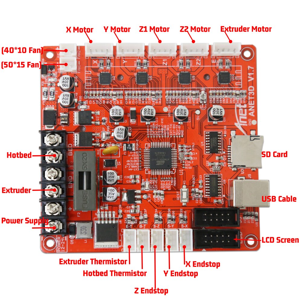Carte mère Marlin pour Anet A8 A8 plus A6 A6L A8L A9 E10 E12 E16, circuit imprimé de remplacement
