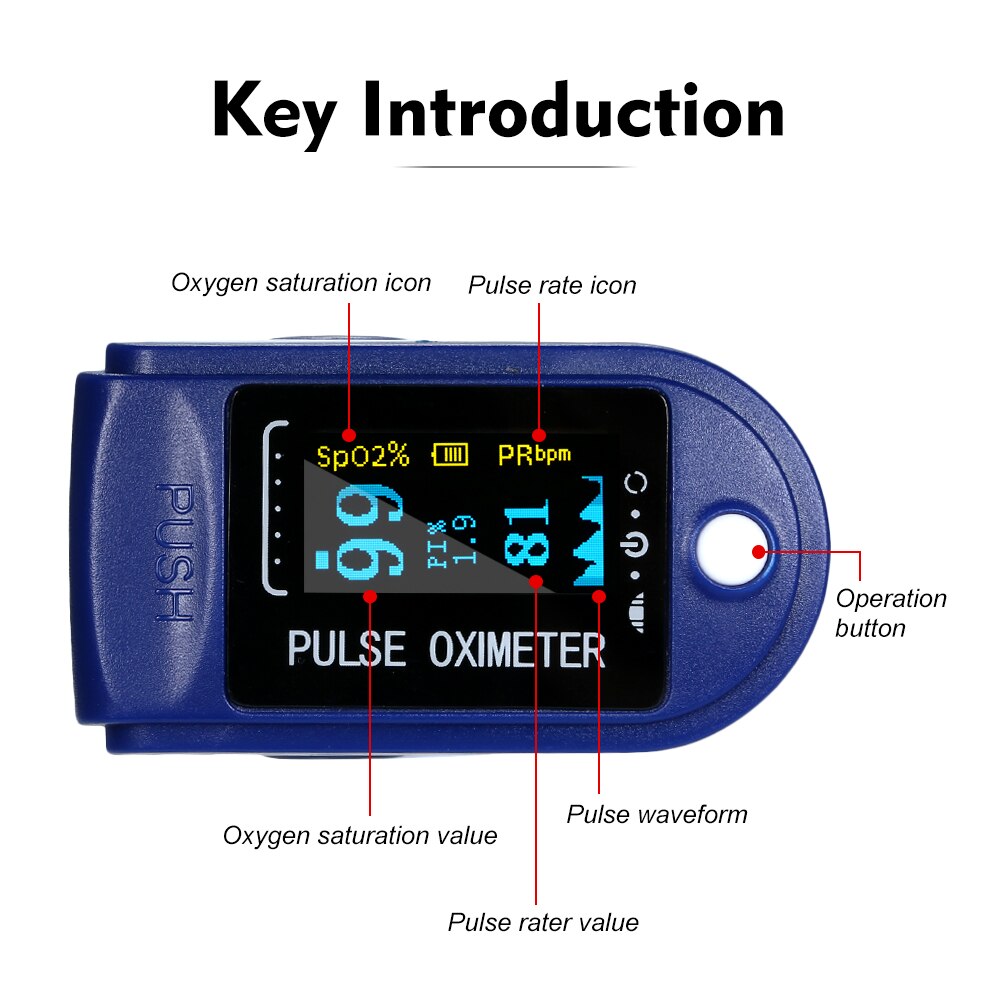 Healthcare Finger Oximeter Fingertip Pulsoximeter Pulse Oximeter Blood Pressure Pulse Heart Rate Monitor
