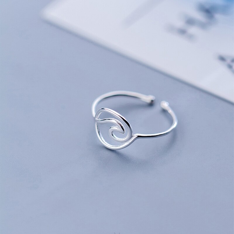 INZATT Echt 925 Sterling Silber Geometrische Hohle Runde Welle öffnung Ring Für Frauen Partei Edlen Schmuck Punk