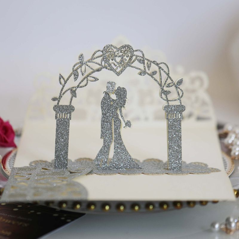 Bride Groom Wedding Invitations Card Delicate Hollow Carved Lace Romantic Greeting Cards Wedding Decoration Party Supplies