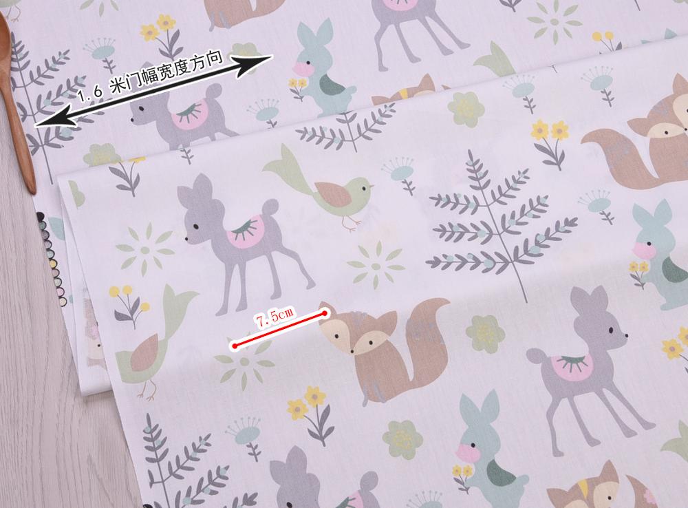 100%  bomuldsstof diy patchwork quilting håndlavet baby klud kjole sengetøj tæppe lagner tilda tissus tecidos green deer fox