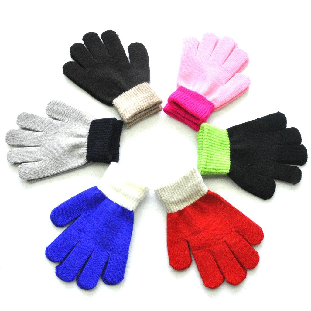 Guantes de invierno mágicos para niños, guantes de punto cálidos con dedos completos, coloridos, nuevos