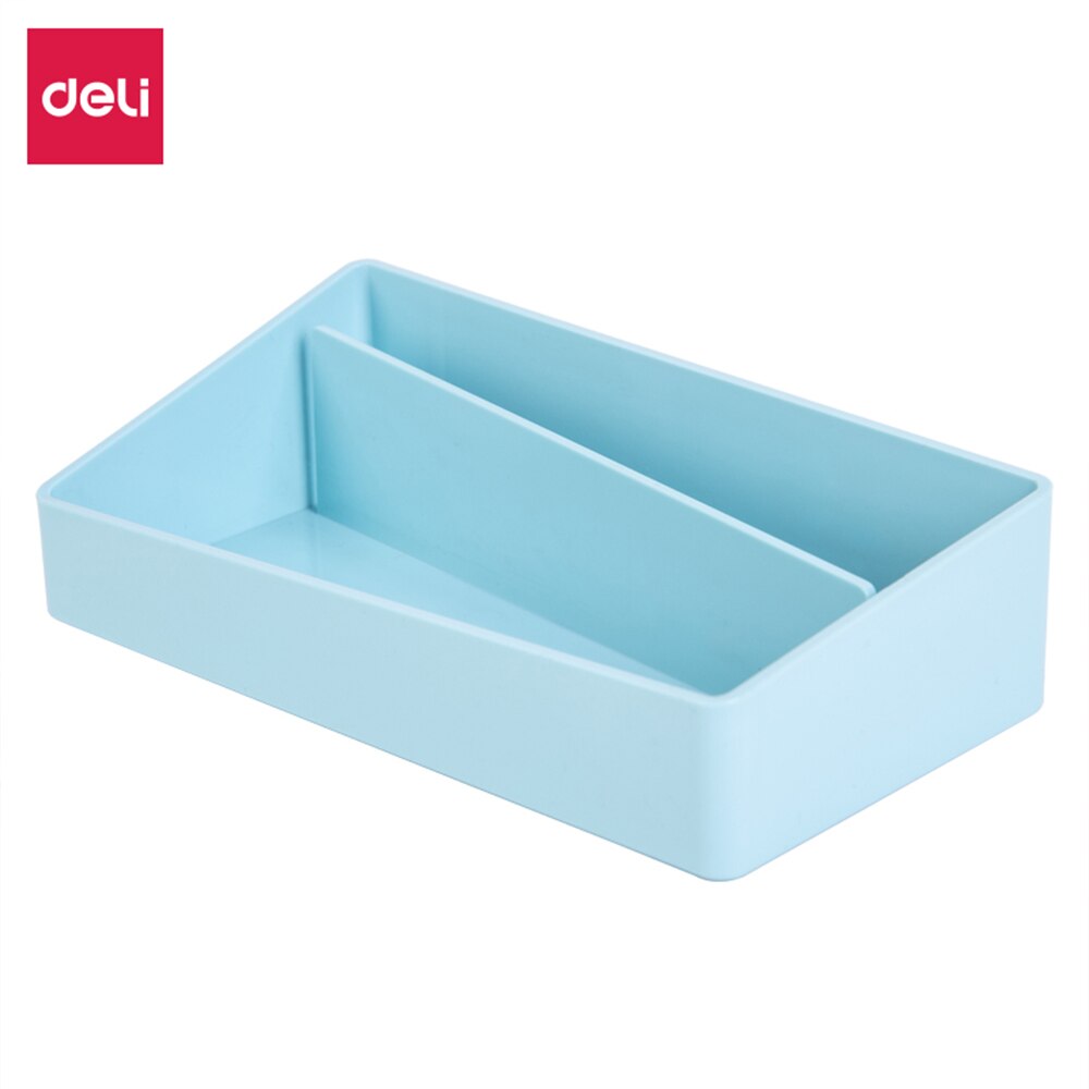 Deli Desktop Minimalistischen Lagerung Box Schreibwaren Sortierung Trennung Große Kapazität Lagerung Box Anti Slip Stift Halter Schule Büro: 8910 Light Blue