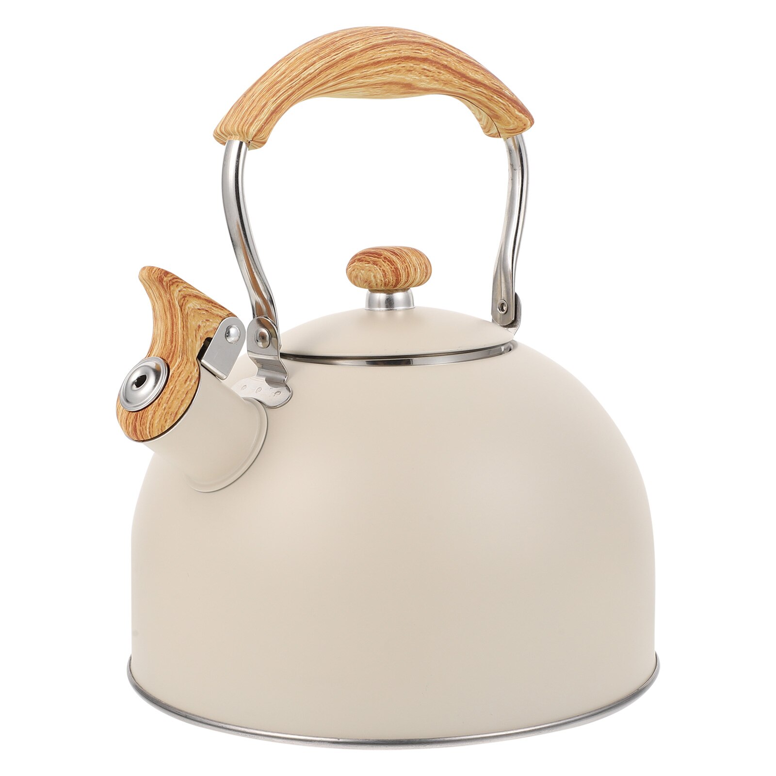 1Pc Boiling Tea Kettle 2.5L Antique Stainless Steel Flat Bottom (Beige)