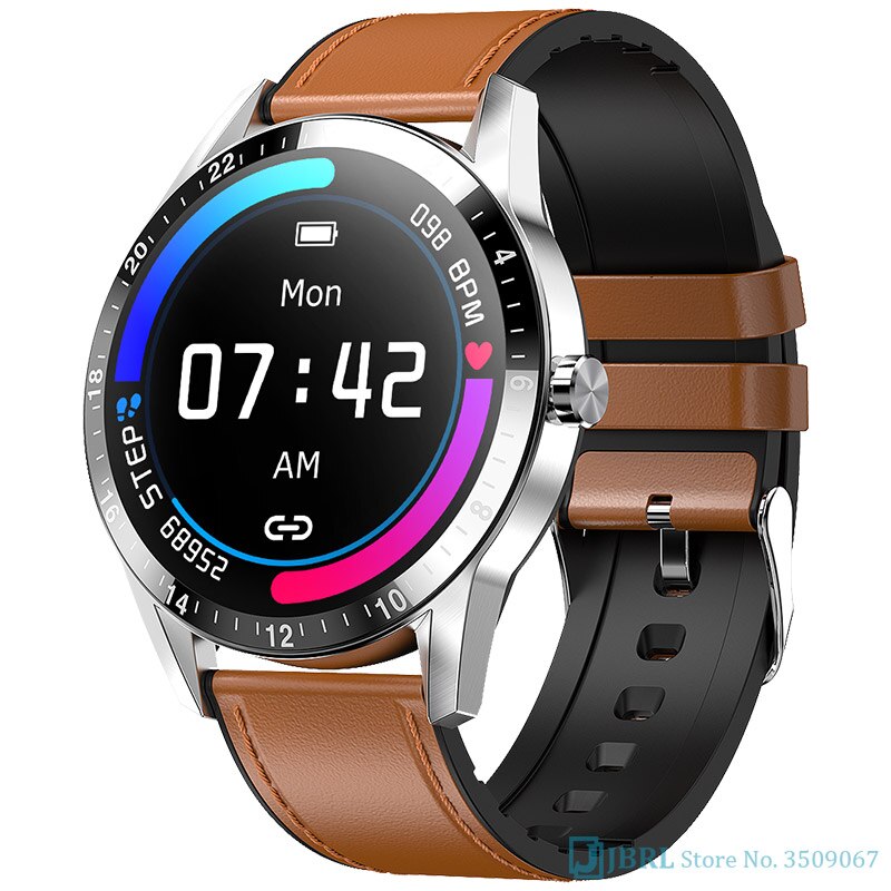 Bluetooth Call Digitale Horloge Mannen Sport Horloges Elektronische Led Mannelijke Horloge Voor Mannen Klok Touch Business Horloge Uur: leather brown